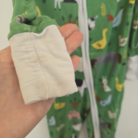 Little Sleepies Green Farm Animal Zippies Pajama Onesie - Picture 9 of 14